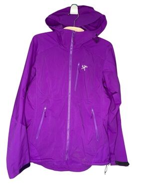 Arc'teryx Women's Medium Rain Jacket Shell Purple Windbreaker Outdoor Coat Zip